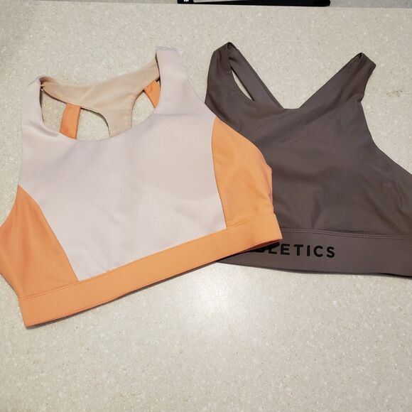 Fabletics Orange White/brown pair sports bra size medium - Picture 1 of 8